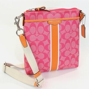 Coach Outlet Signature Pink Orange Stripe Swingpack Crossbody NWT F51265